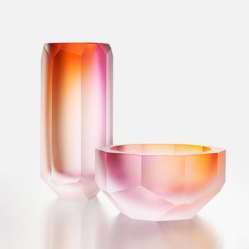 Moser Aura vase, carnelian/rose/amethyst