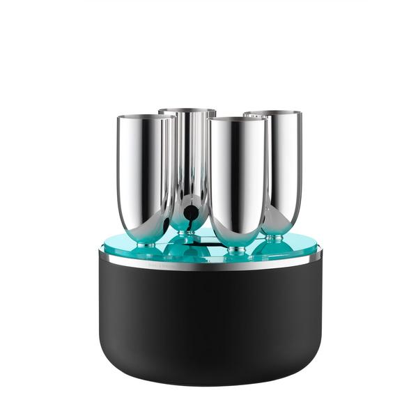 Robbe & Berking Champagne Box Dante with 4 silverplated goblets