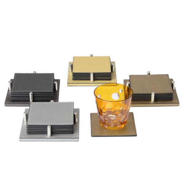 GioBagnara Metallic square glass coasters