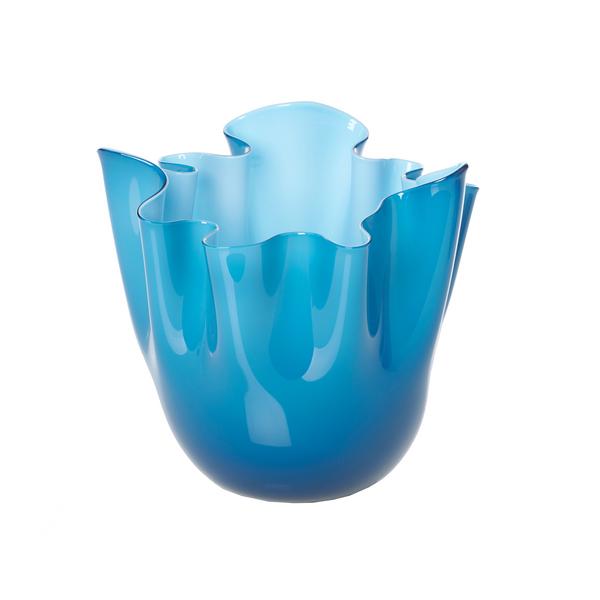 Venini Vase Fazzoletti Bicolore, H 13,5 cm, blau/hellblau artedona.