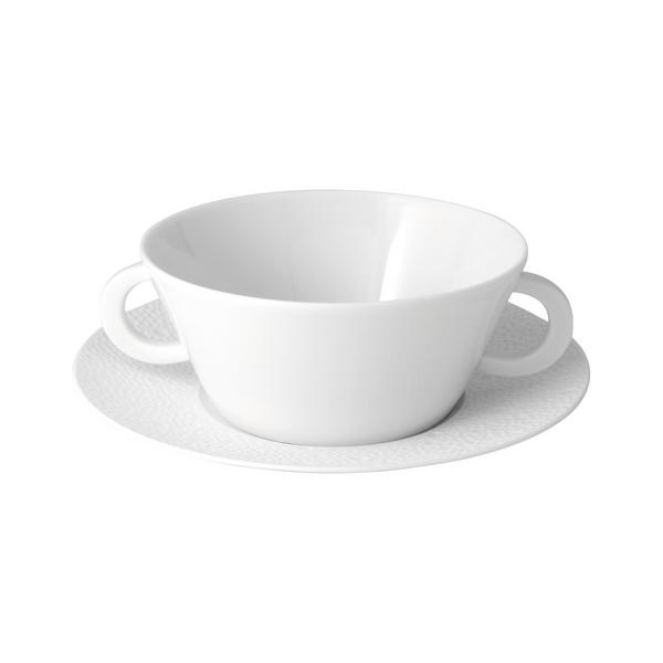 Bernardaud Ecume White soup cup and saucer artedona.
