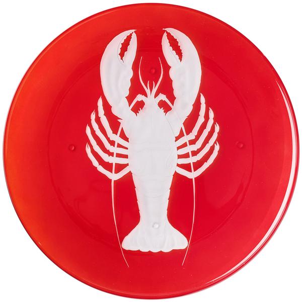Artel Lobster crystal glass dinner plate, burnt orange artedona.