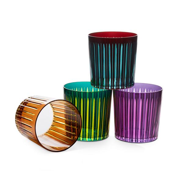 L'Objet Prism double old fashioned tumblers, set of 4 with 4 colours