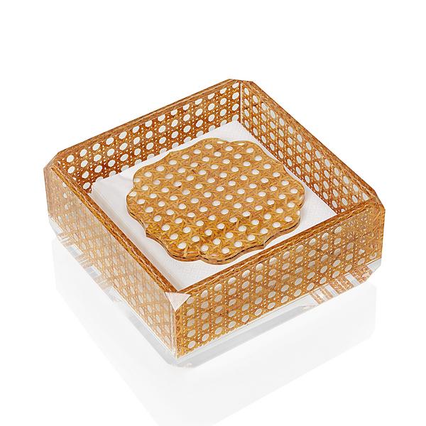Mario Luca Giusti Rattan acrylic napkin holder