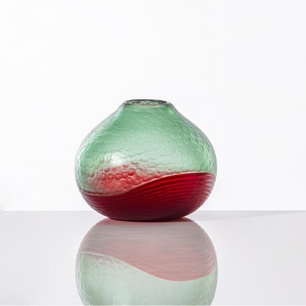 Venini Vase Battuto Bicolore, H 11 cm