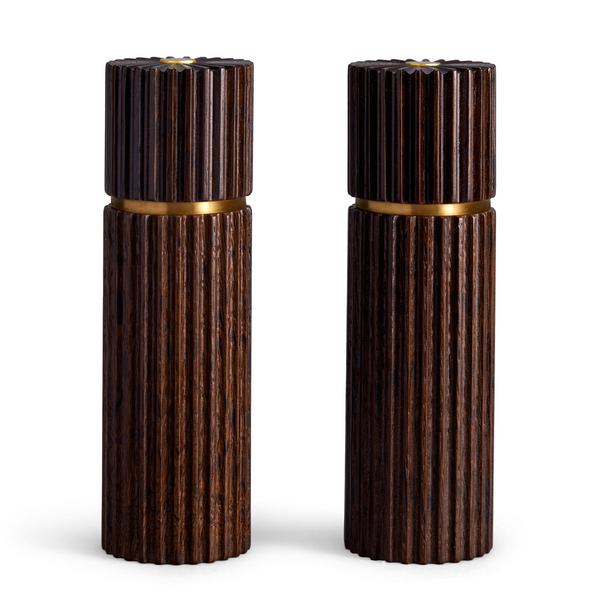 L'Objet Ionic salt and pepper mills, smoked oak