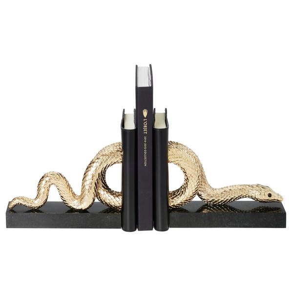 L'Objet Buchstützen Snake Gold, 2er-Set