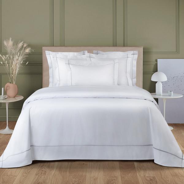 Yves Delorme Athena bed linen, silver on white