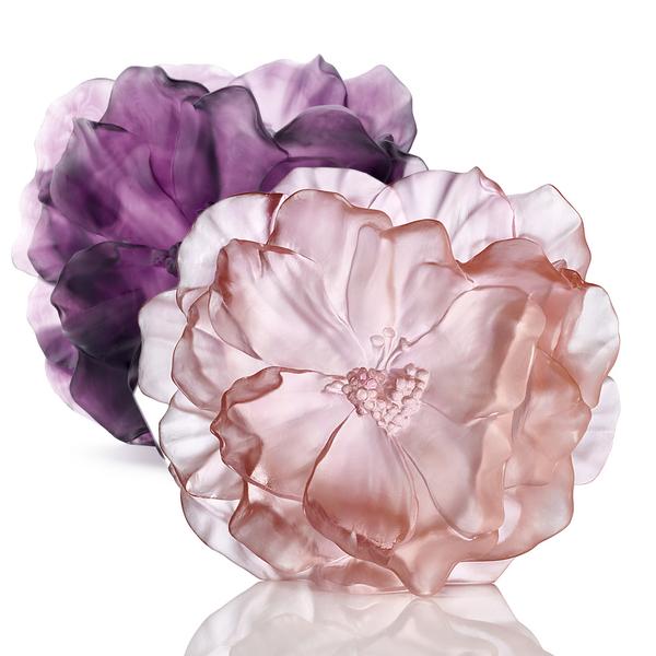 Daum Camélia vases, h 28 cm