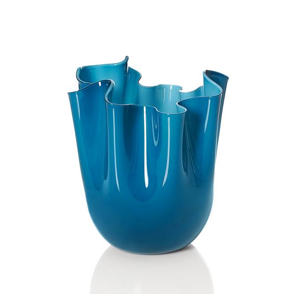 Venini Fazzoletti Opalino vases, dark blue