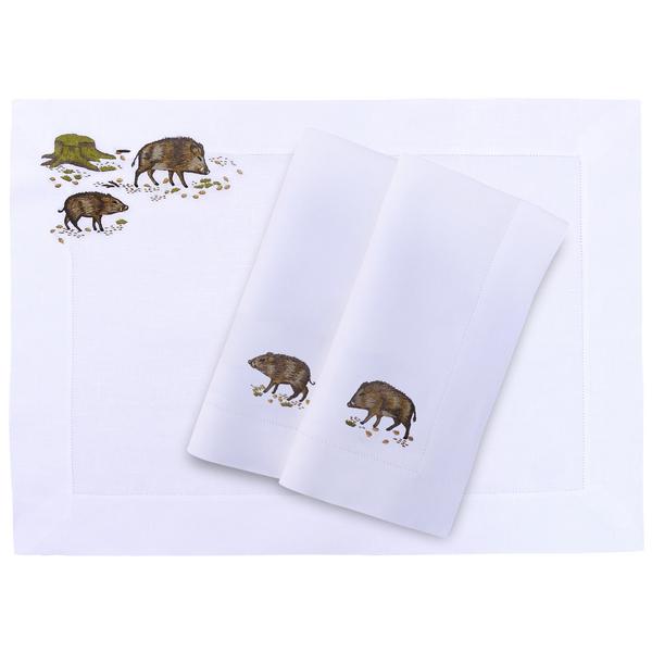 Eri Textiles Leinentischwäsche Wildschwein