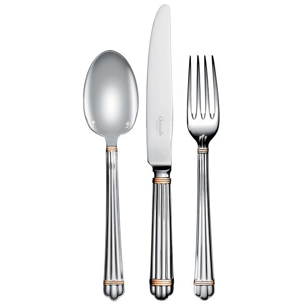 Christofle Besteck Aria, versilbert mit Goldring