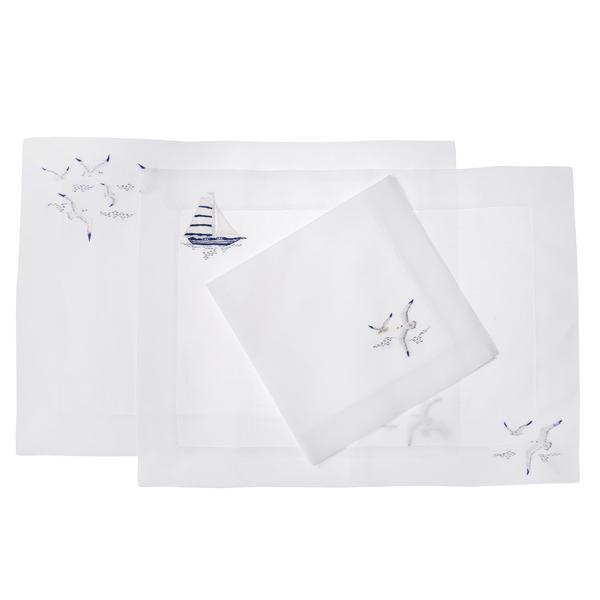 Eri Textiles Seagulls and Sailing boat table linen