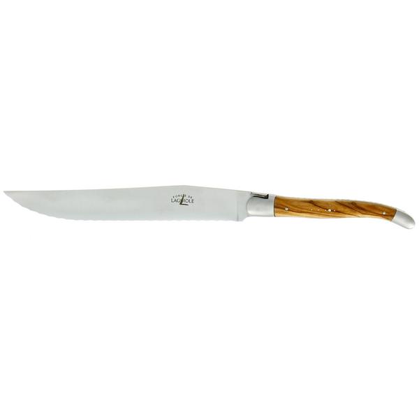 Forge de Laguiole Olive wood bread knife, satin finish