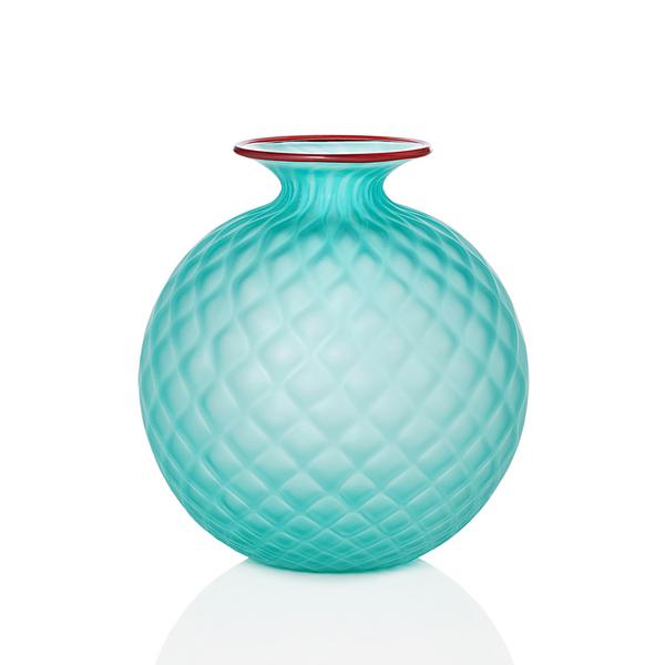 Venini Monofiori Balloton vases, mint green sabbiato