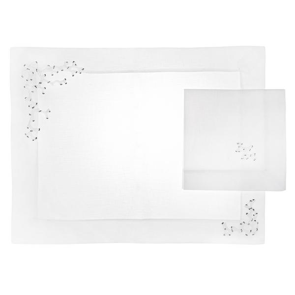 Eri Textiles Coral white & silver table linen