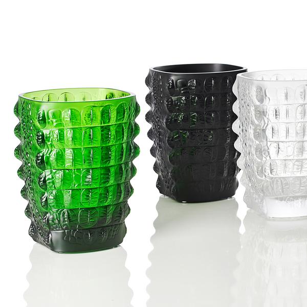 Lalique Croco vases, h 26,5 cm | artedona.