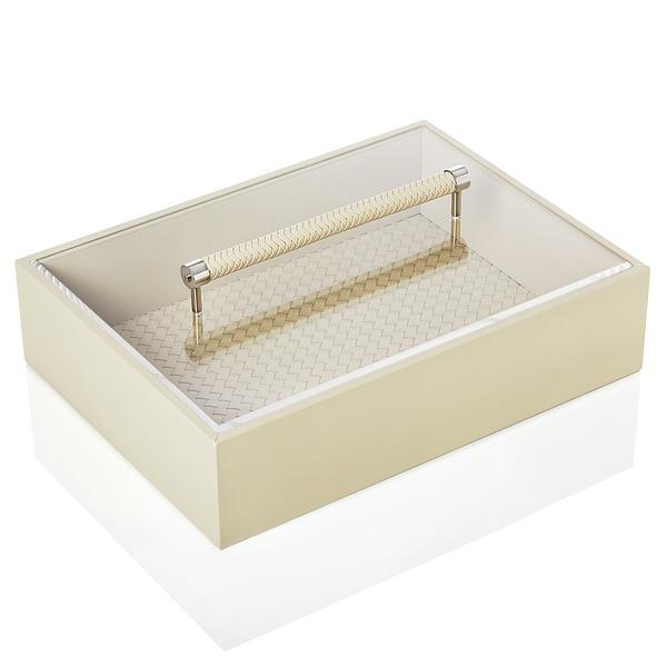 Riviere Große Lederbox Milano, elfenbein