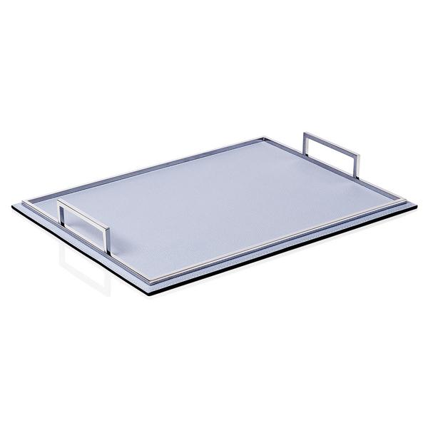 GioBagnara Defile rectangular trays, with chrome-plated handles, lilac-grey