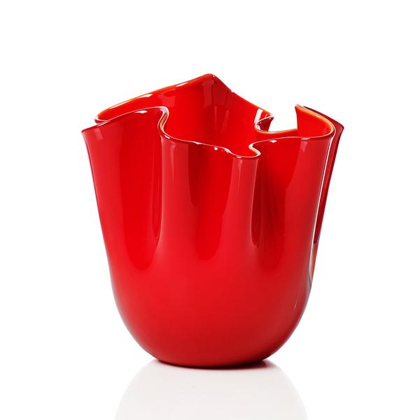 Venini Fazzoletti Opalino vases, red