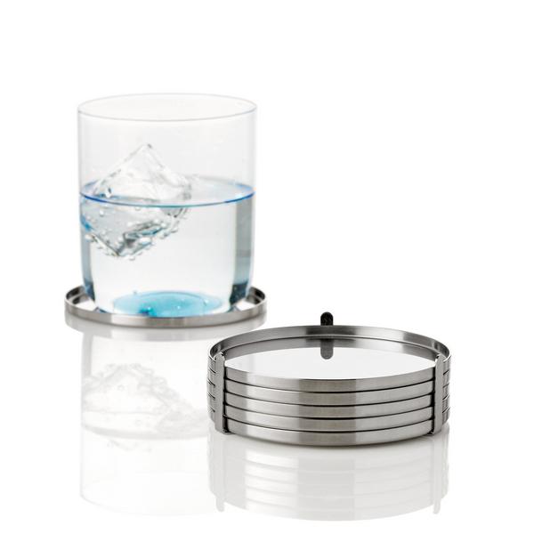 Stelton Arne Jacobsen glass coasters, set of 6