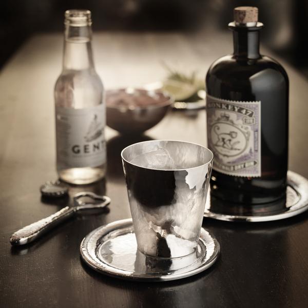 Robbe & Berking Martelé bottle and glass coasters
