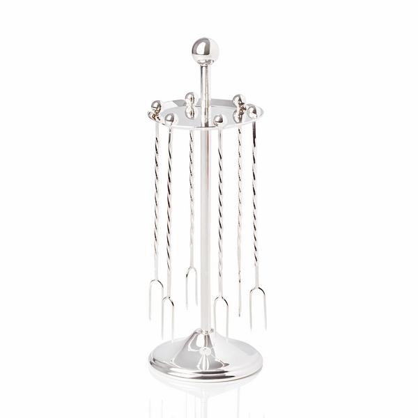 Greggio Classica olive forks, set of 6 with stand