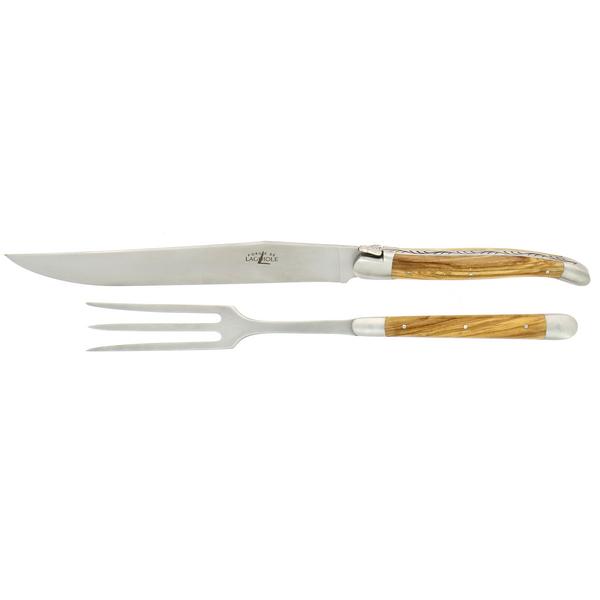 Forge de Laguiole Tranchierbesteck Olivenholz, satiniert