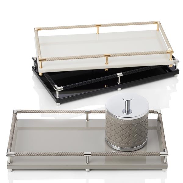 Riviere Vanity decorative trays with leather handles