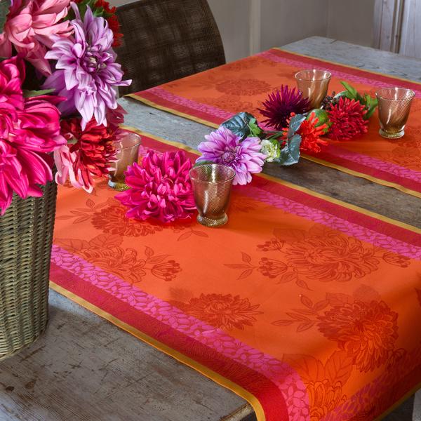 Le Jacquard Francais Parfums de Bagatelle table linen, nasturtium