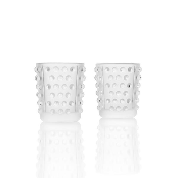 Lalique Mossi clear votives, set of 2