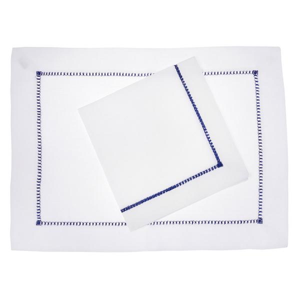 Eri Textiles Hemstitch Navy table linen
