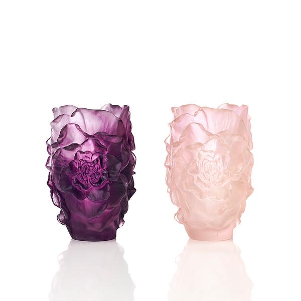 Daum Camélia vases, h 15,5 cm