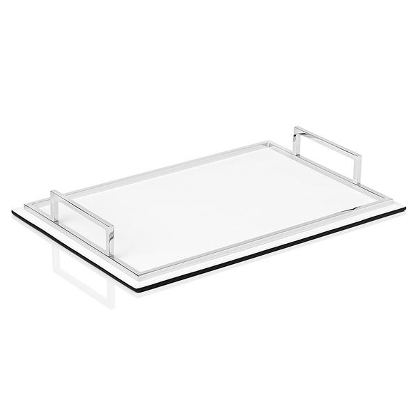 GioBagnara Defile rectangular trays, with chrome-plated handles, white
