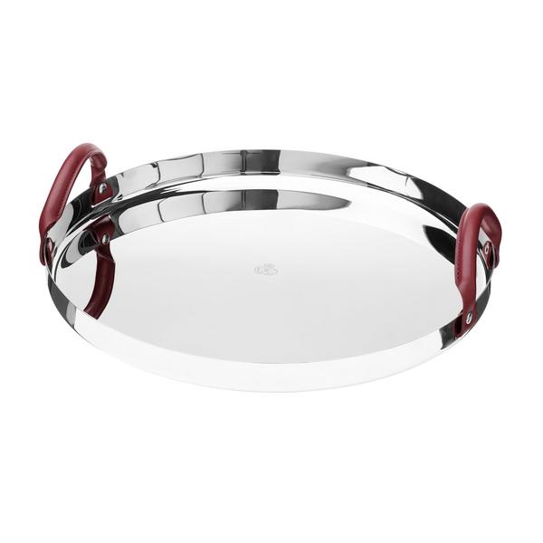 Christofle Mood Nomade tray with leather handles