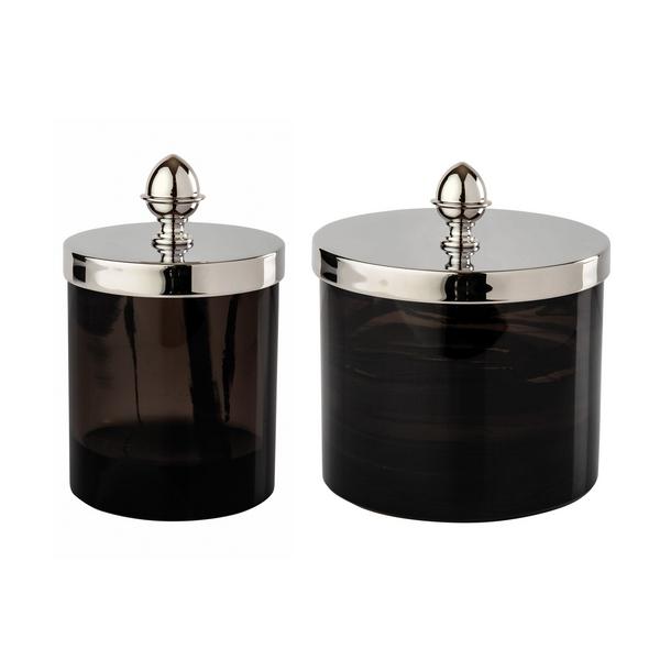 Cristal et Bronze Obsidian jars
