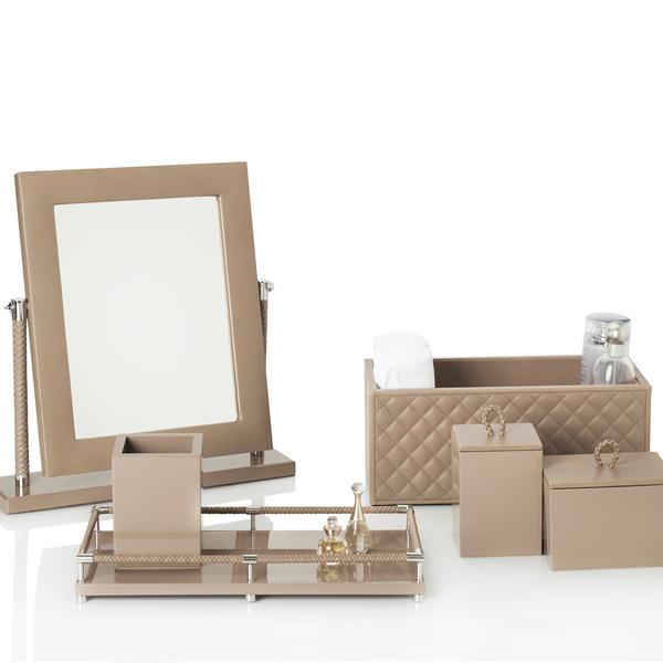 Riviere Vanity bathroom accessories, chrome/taupe