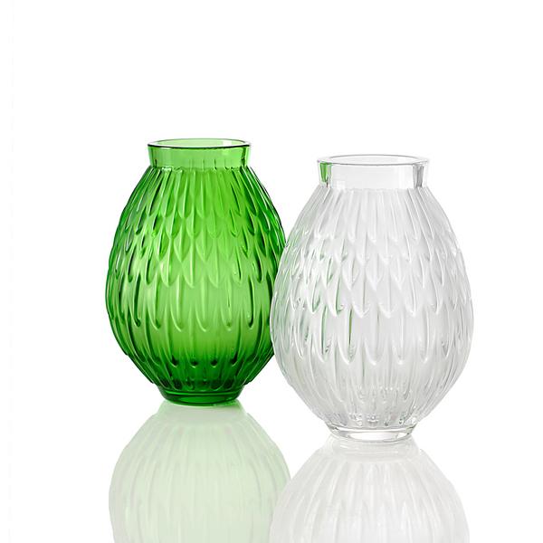 Lalique Plumes vases, H 14,7 cm