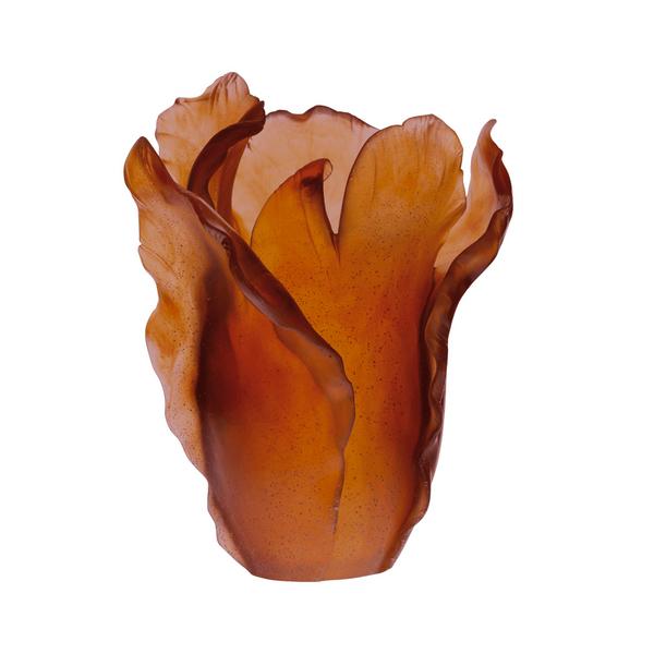 Daum Vase Tulipe, bernstein, H 33 cm