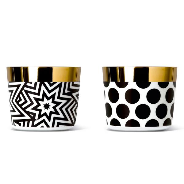 Sieger by Fürstenberg Sip of Gold Black & White Champagne goblets