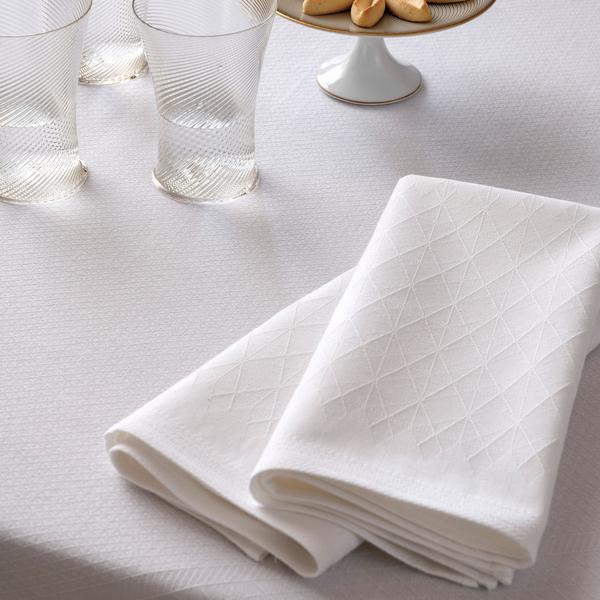 Le Jacquard Francais Club table linen, white (Albâtre)