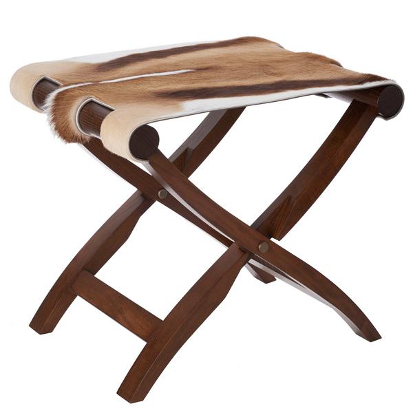 Giobagnara Arturo luggage rack, walnut-coloured frame with springbok leather