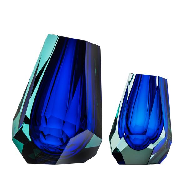 Moser Vasen Pear, beryl/blau