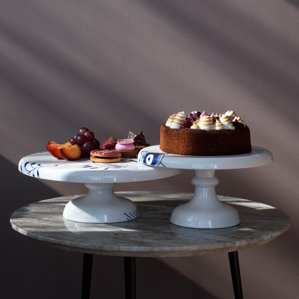 Royal Copenhagen Blue Fluted Mega footed cake platters