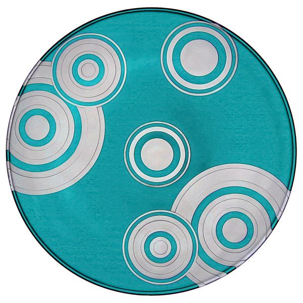 Artel Saturn crystal glass plates, peacock