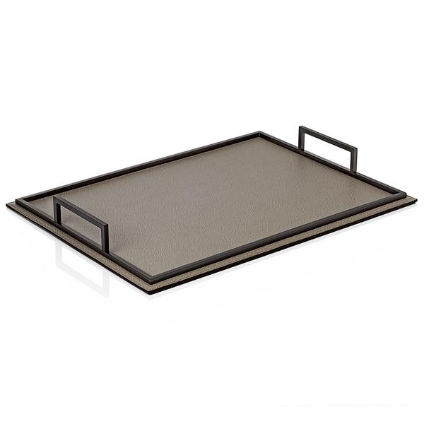 Giobagnara Rechteckige Tabletts Defile, mit bronzefarbenen Griffen, schlamm
