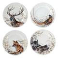 Gien Sologne Set aus 4 Desserttellern mit Wild-Motiven, 4 Dekore