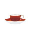 KPM Urbino Multicolore Espressotasse halbhoch, mit Unterteller, eisenrot