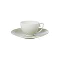 J.L Coquet Hémisphère Kaki-Green cappuccino cup, white cup and Hémisphère Kaki-Green saucer