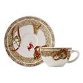 Gien Chevaux du Vent coffee/tea cups and saucers, set of 2
